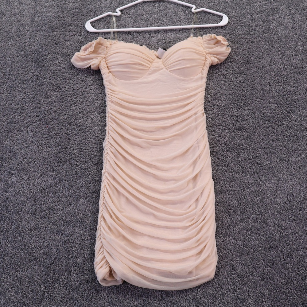 Windsor Dress Womens Small Peach Ruched Off Shoulder Bodycon Mini